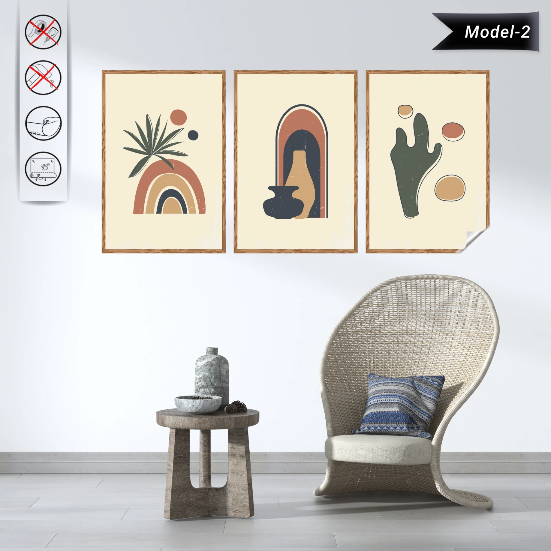 Statik Tutunma Özellikli Tablo - Poster Modern (Model- 2)