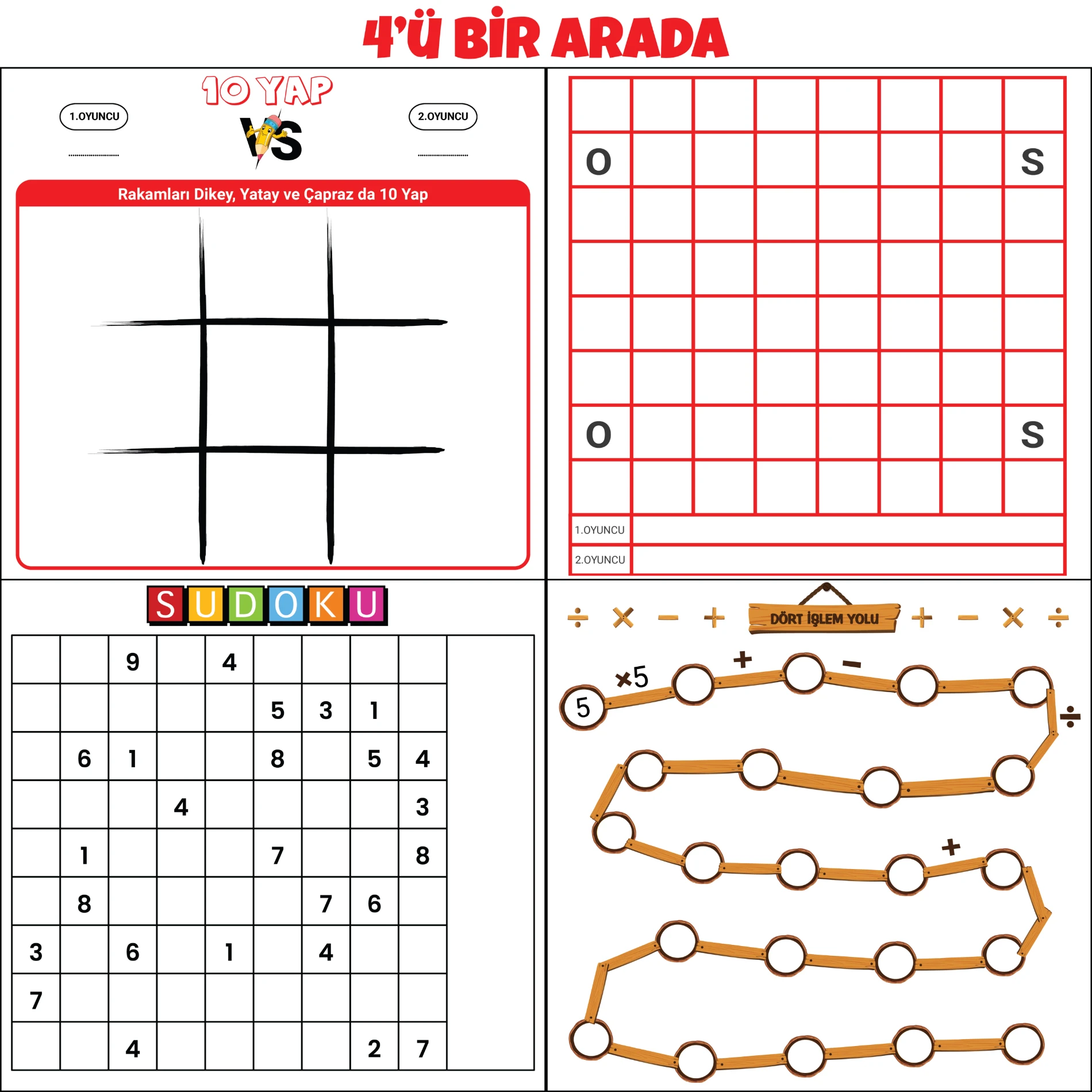 Statik Kağıt 4'lü Oyun Bir Arada 