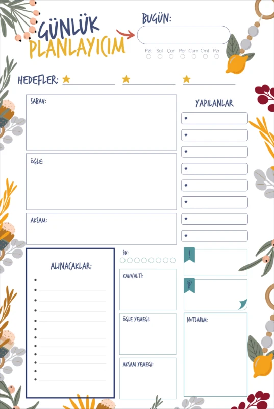 Statik Kağıt Günlük Planlayıcı