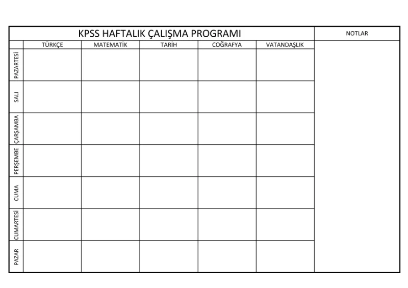 Statik Kağıt Kpss Çalışma Programı