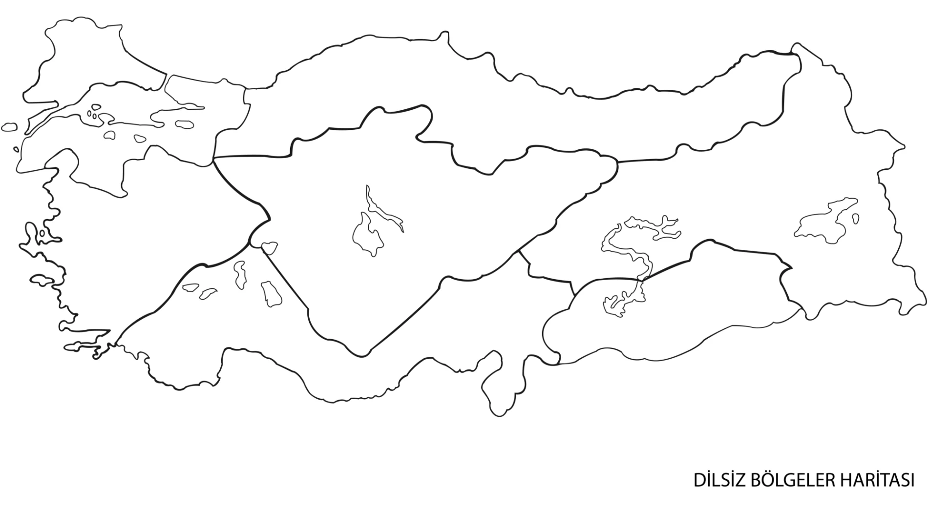 Statik Kağıt Renksiz Dilsiz Türkiye Bölgeler Haritası 