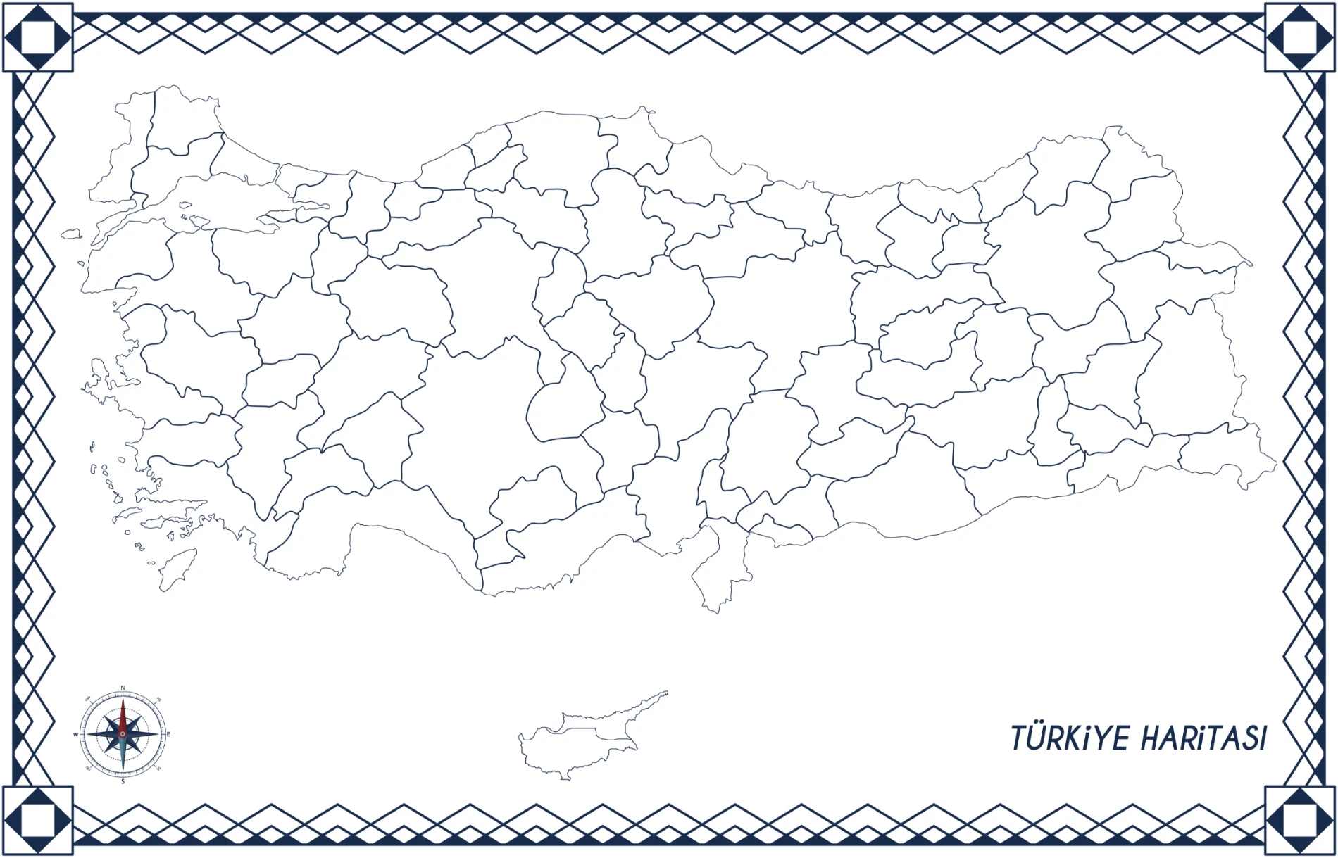 Statik Kağıt Renksiz Dilsiz Türkiye Haritası 