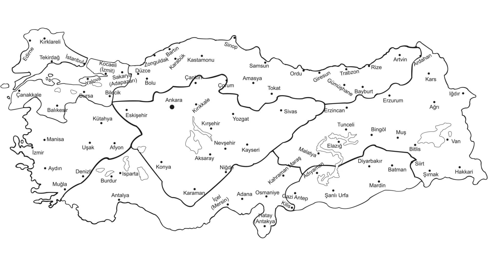 Statik Kağıt Renksiz Türkiye Bölgeler Haritası 