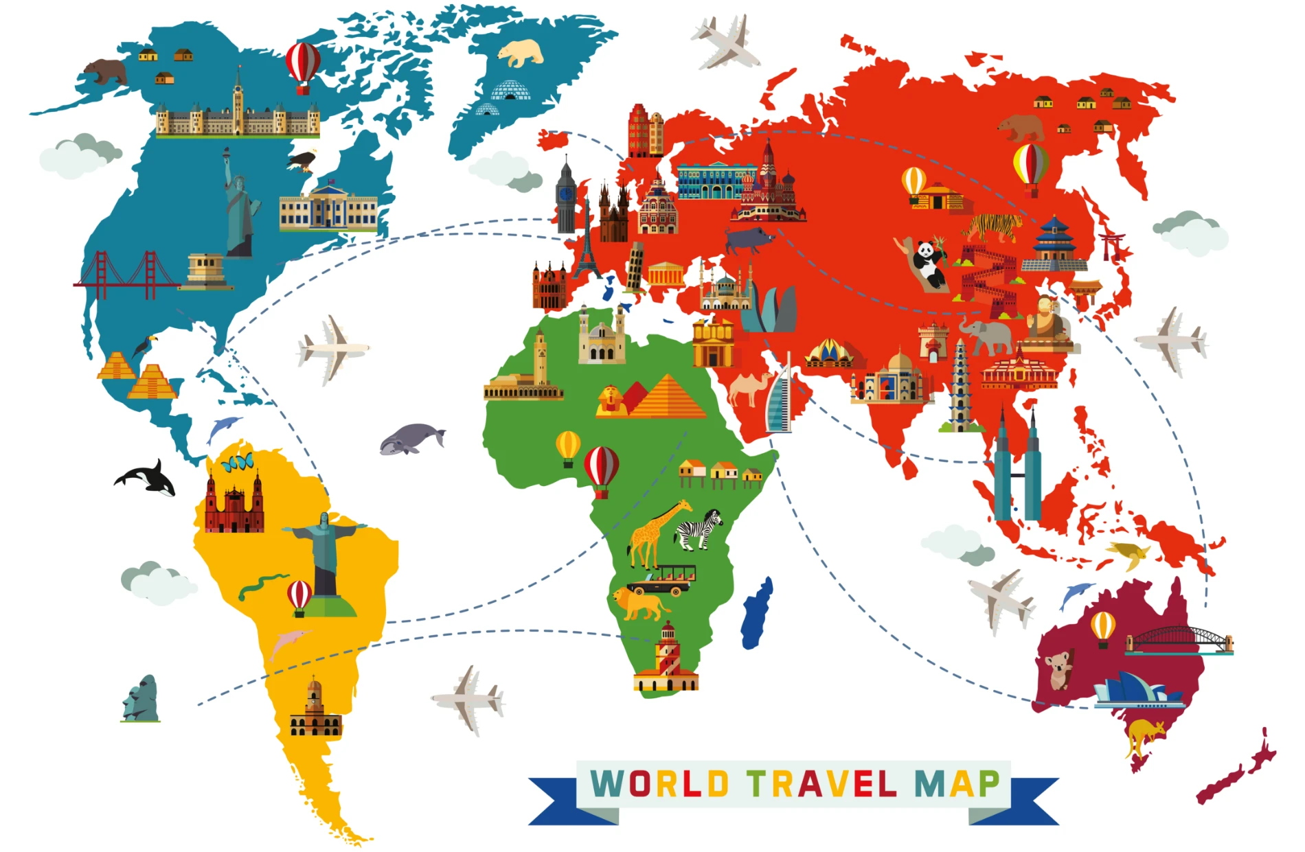 Statik Kağıt World Travel Map 