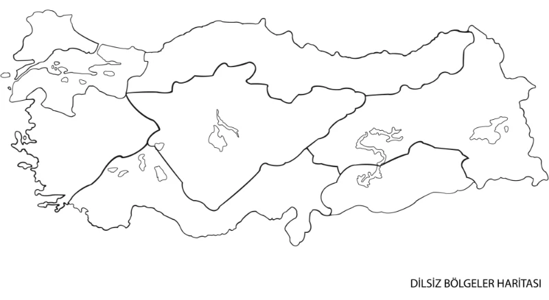 Statik Kağıt Renksiz Dilsiz Türkiye Bölgeler Haritası