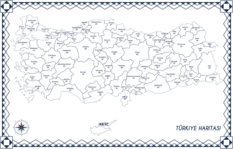 Statik Kağıt Renksiz Türkiye Haritası