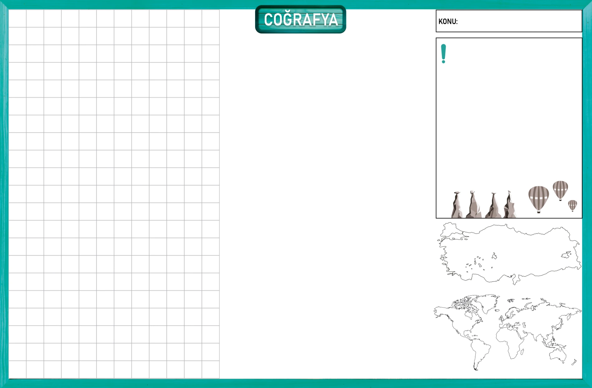 Yapışkanlı Coğrafya Branş Tahtası 