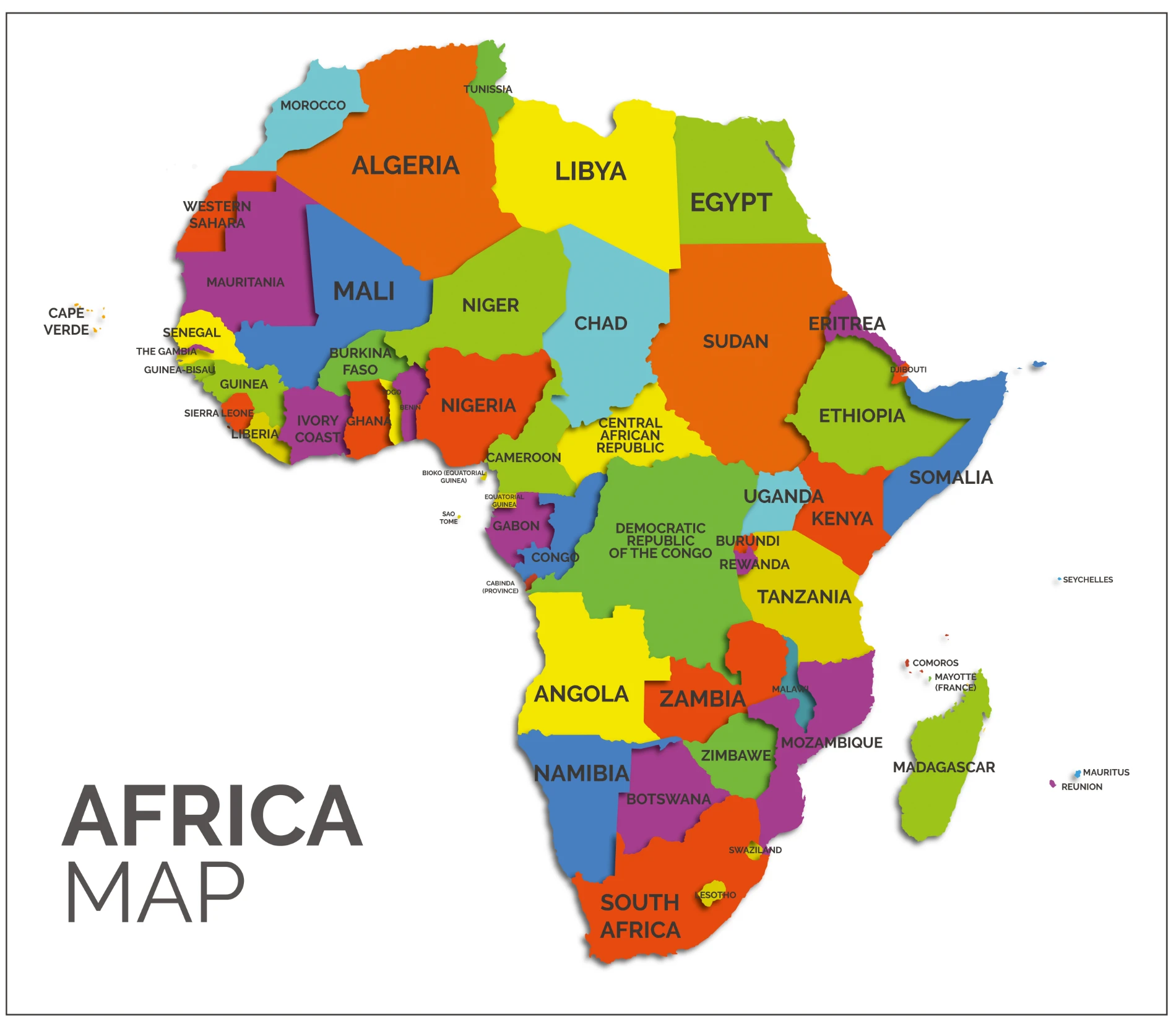 Statik Kağıt Renkli Afrika Haritası 