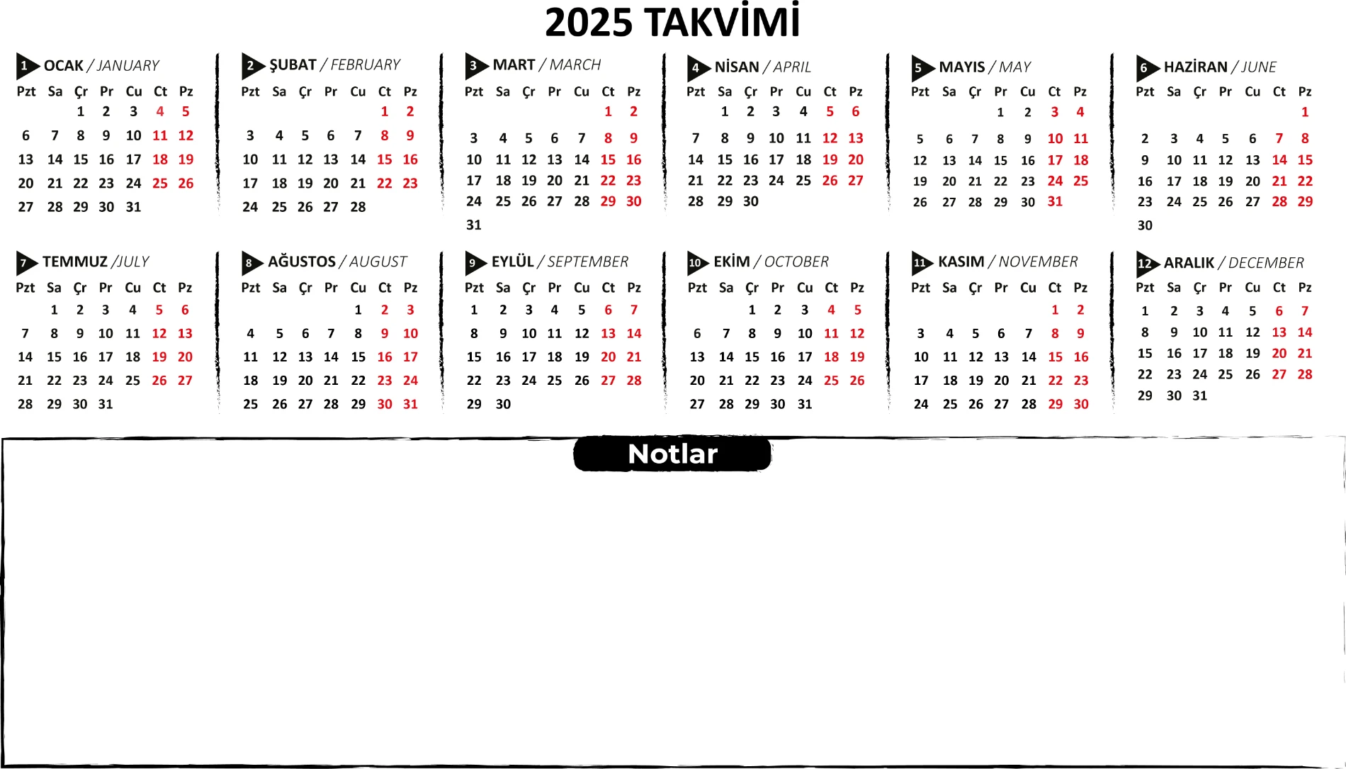 Statik Kağıt 2025 Mini Yıllık Plan (Model-2) 