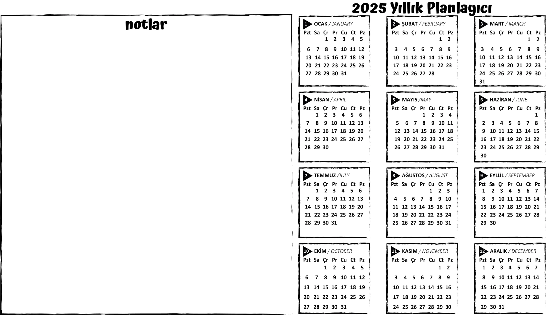 Statik Kağıt 2025 Mini Yıllık Plan (Model-4) 