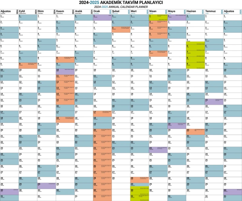 Statik Kağıt 2024-2025 Akademik Takvim Planlayıcı