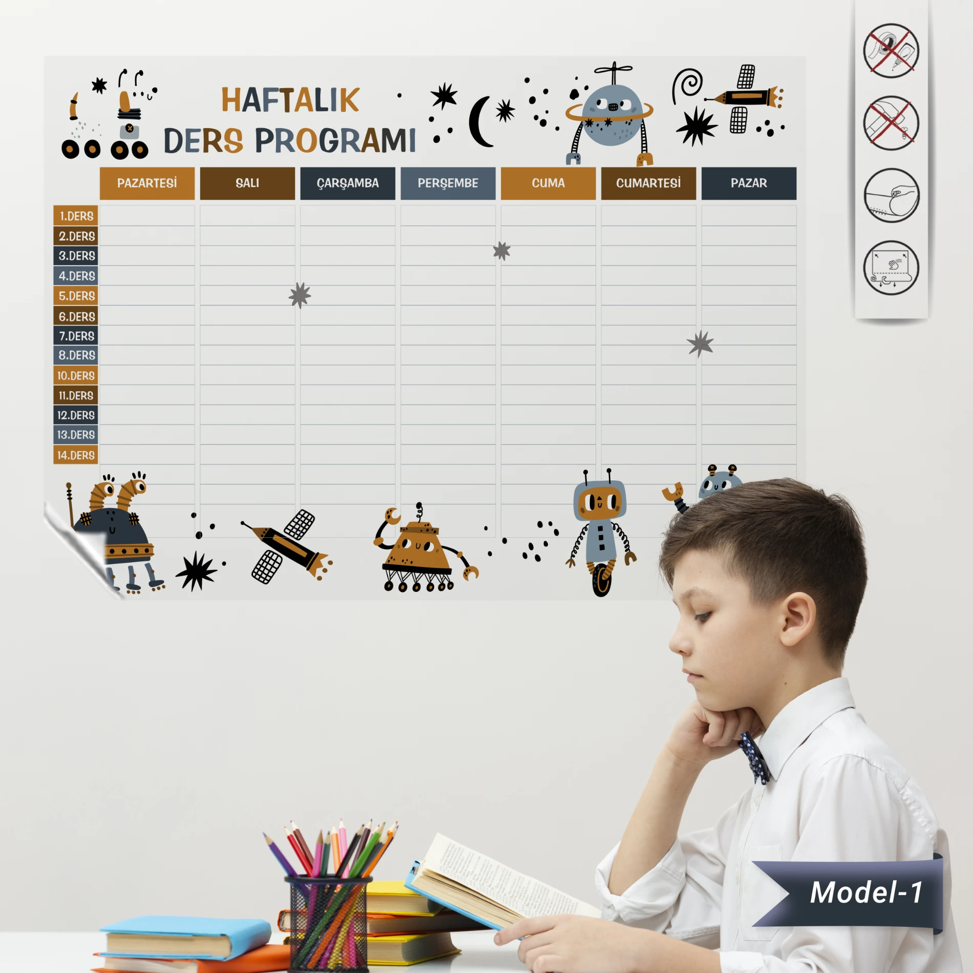 Statik Kağıt Haftalık Ders Programı (Model -1)