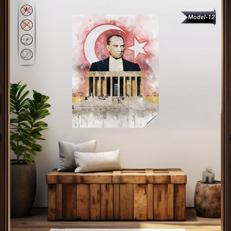 Statik Tutunma Özellikli Tablo - Poster Atatürk (Model- 12)