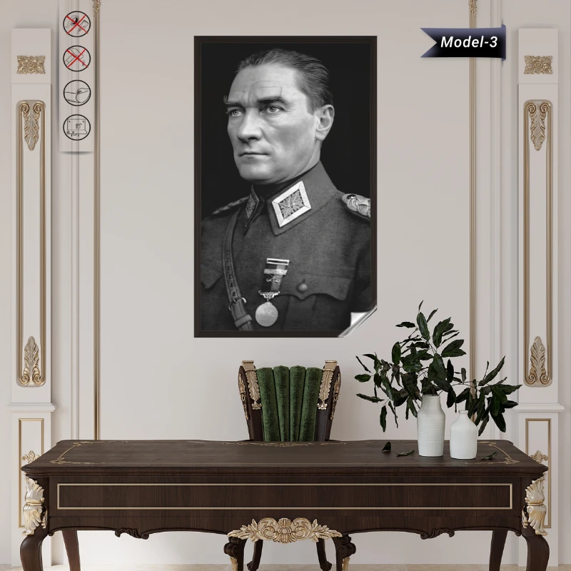 Statik Tutunma Özellikli Tablo - Poster Atatürk (Model- 3)