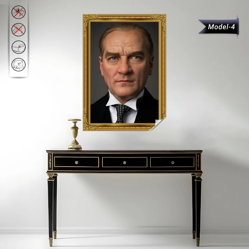 Statik Tutunma Özellikli Tablo - Poster Atatürk (Model- 4)