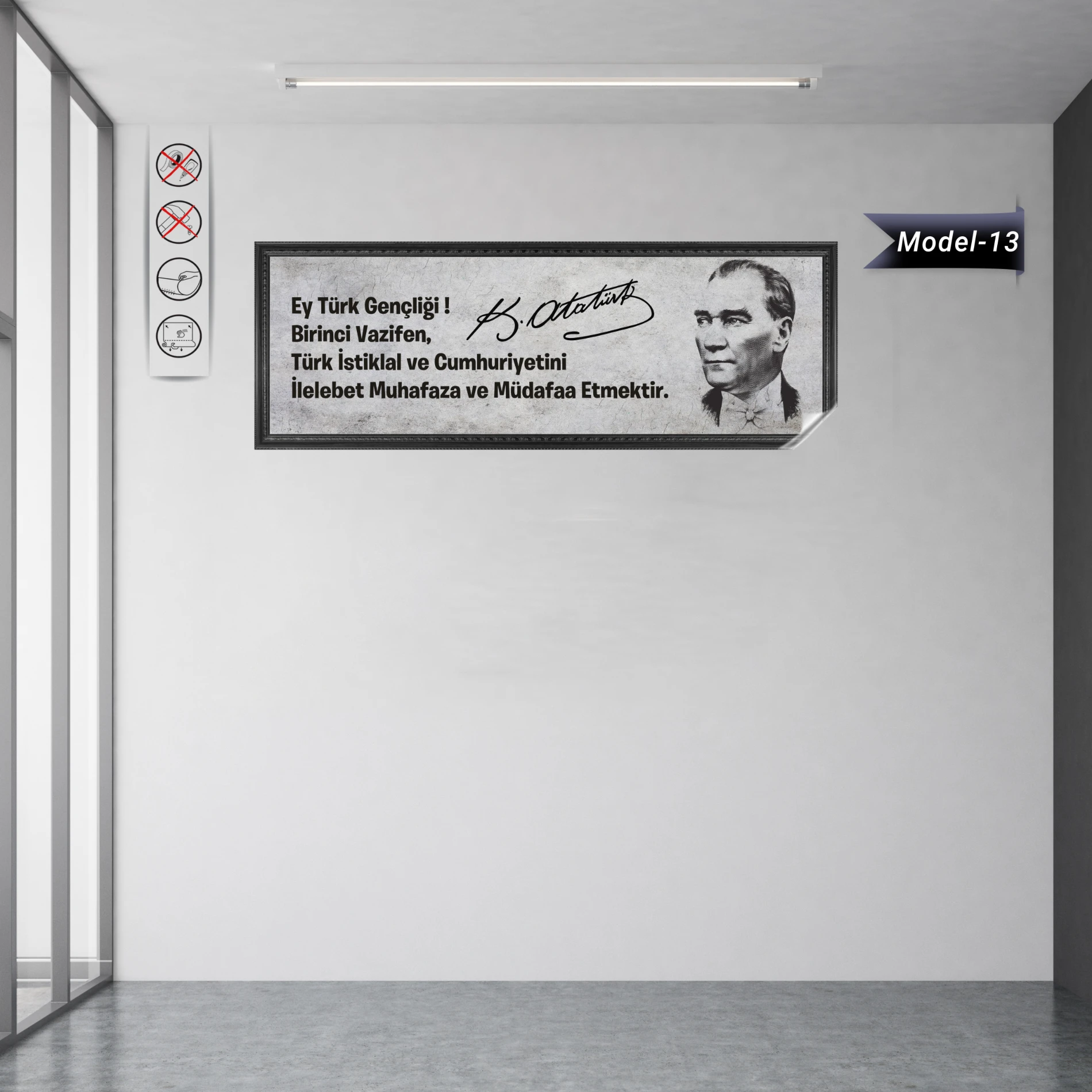 Statik Tutunma Özellikli Tablo - Poster Atatürk (Model- 13)