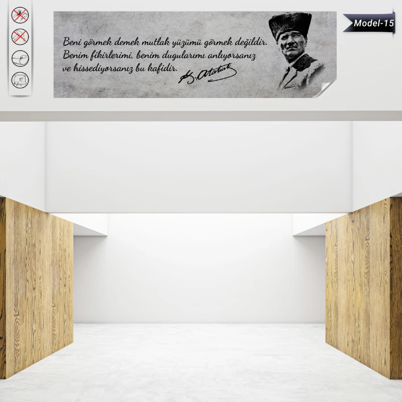 Statik Tutunma Özellikli Tablo - Poster Atatürk (Model- 15)