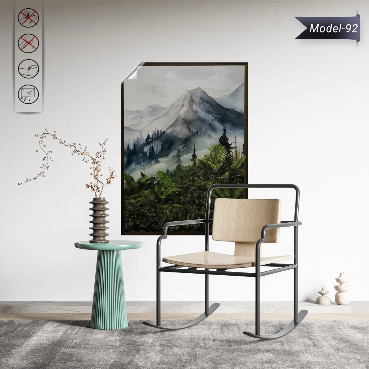 Statik Tutunma Özellikli Tablo - Poster Manzara (Model-92)