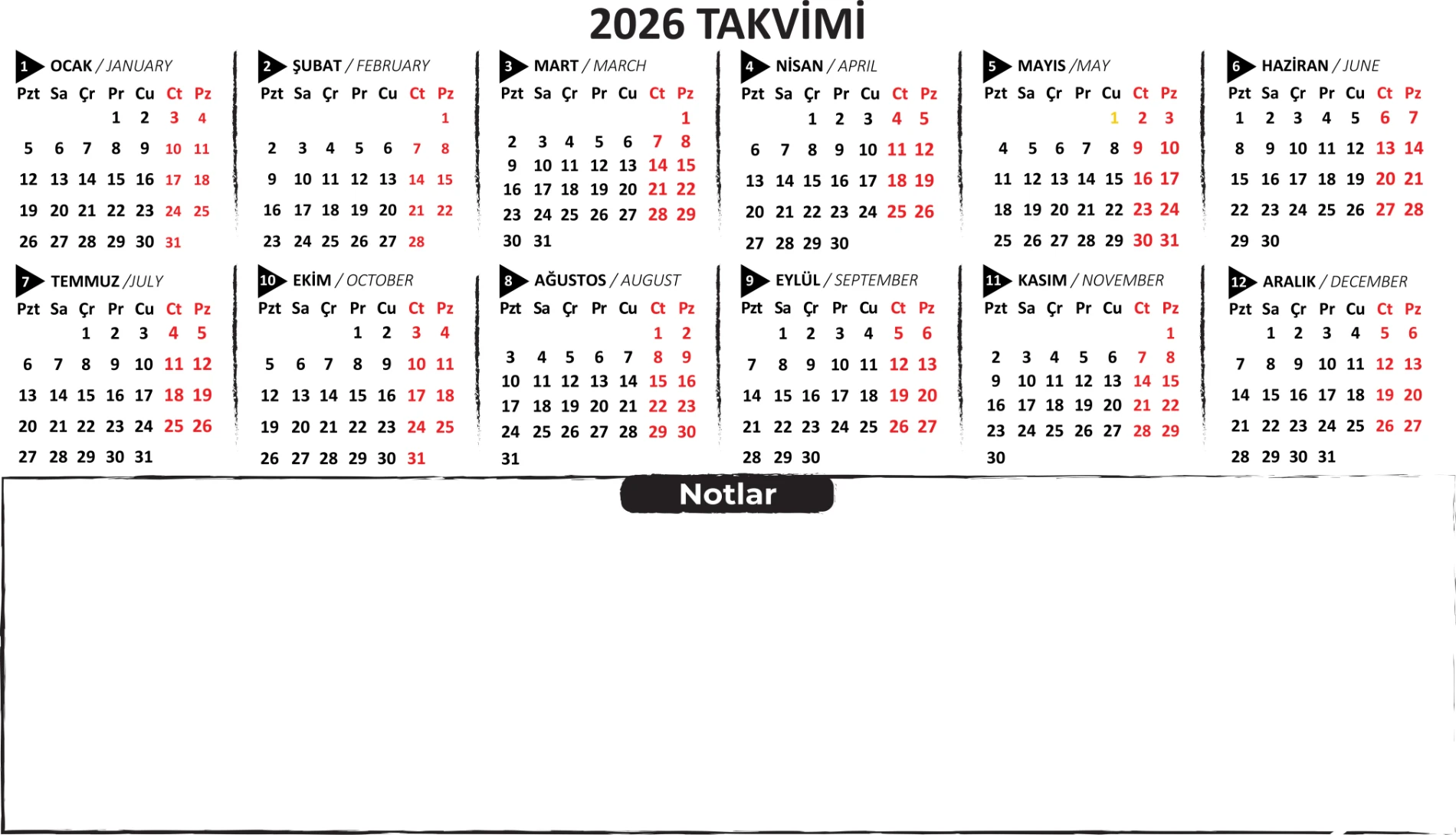 Statik Kağıt 2026 Mini Yıllık Plan (Model-2) 