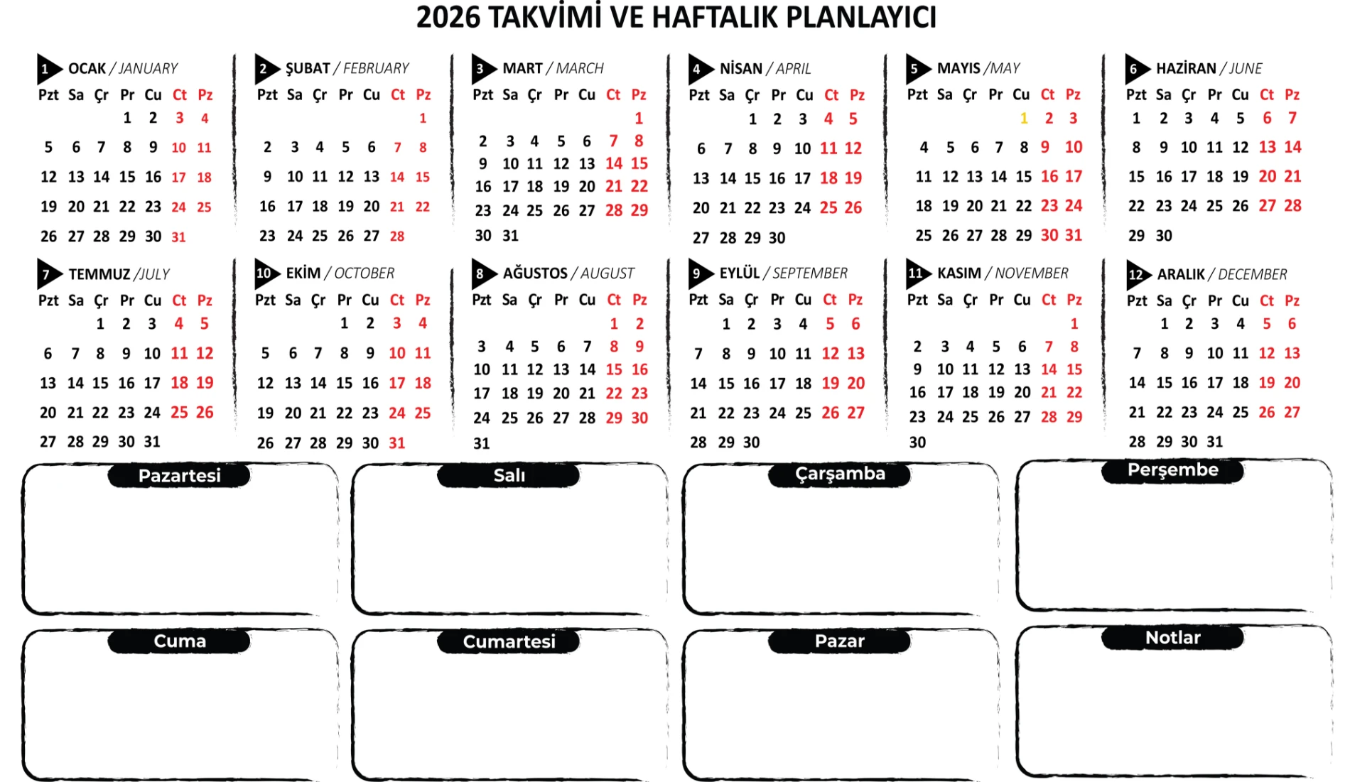 Statik Kağıt 2026 Mini Yıllık Plan (Model-3) 