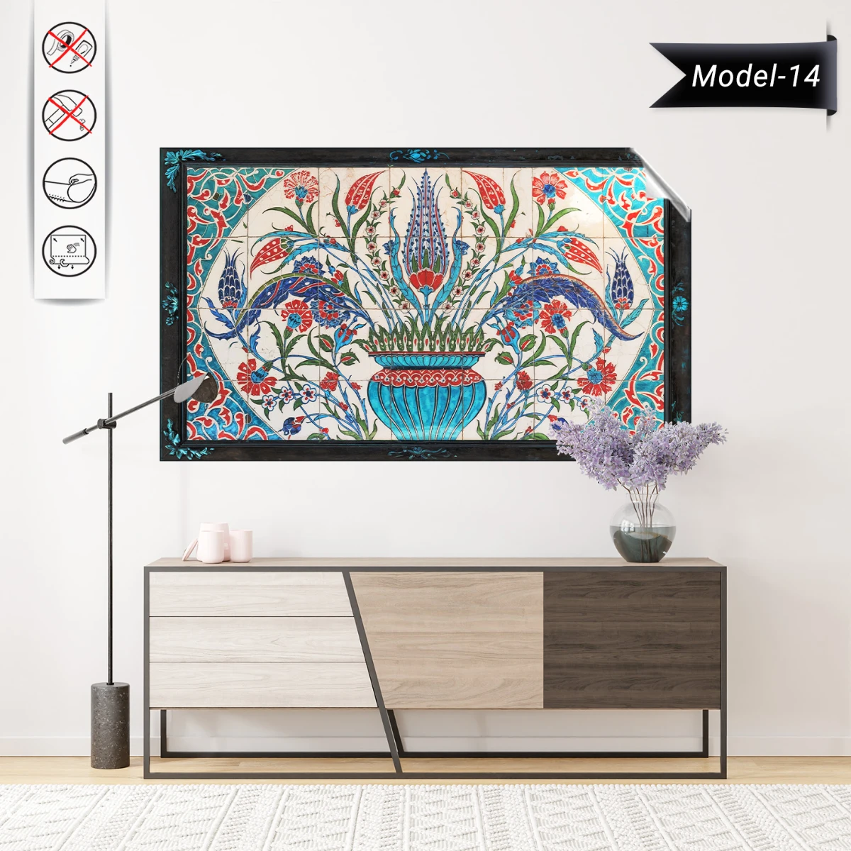 Statik Tutunma Özellikli Tablo - Poster Çini (Model- 14)