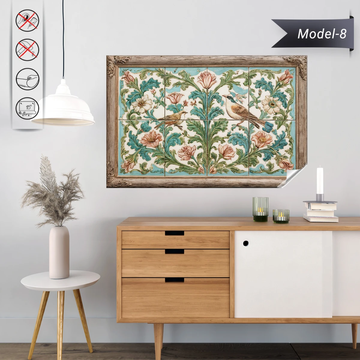 Statik Tutunma Özellikli Tablo - Poster Çini (Model- 8)