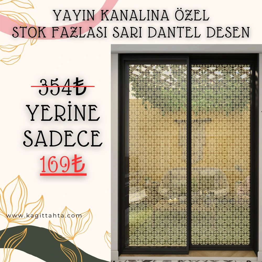 Yayın Kanalına Özel Stok Fazlası Sarı Dantel Desen 