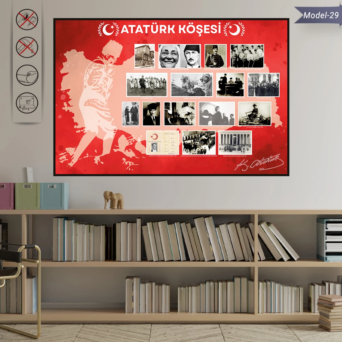 Statik Tutunma Özellikli Tablo - Poster Atatürk (Model- 29)