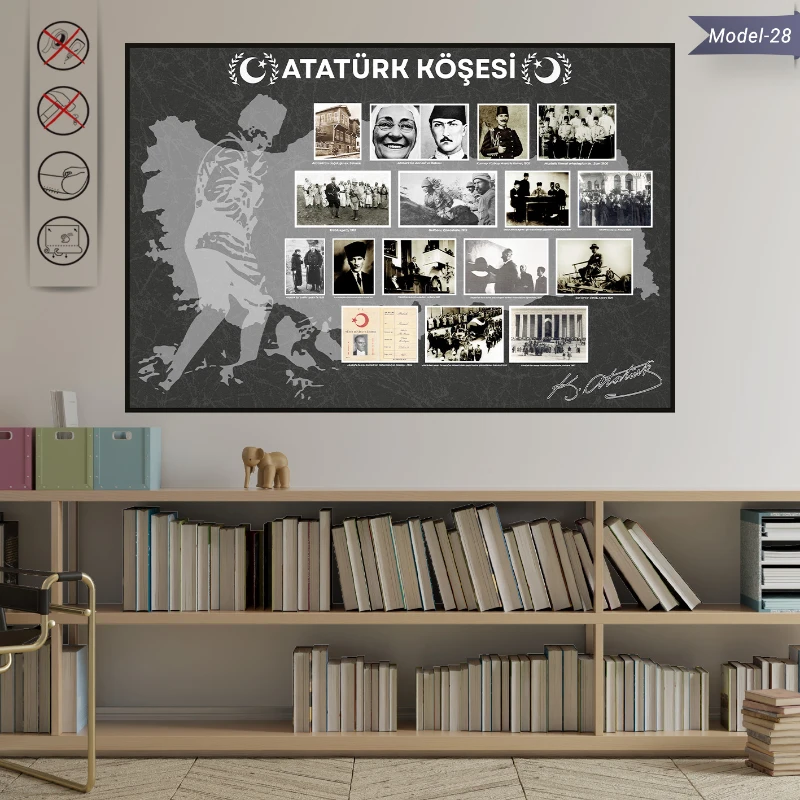Statik Tutunma Özellikli Tablo - Poster Atatürk (Model- 28)