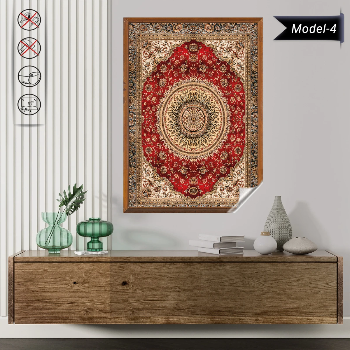 Statik Tutunma Özellikli Tablo - Poster Halı Desen (Model- 4)