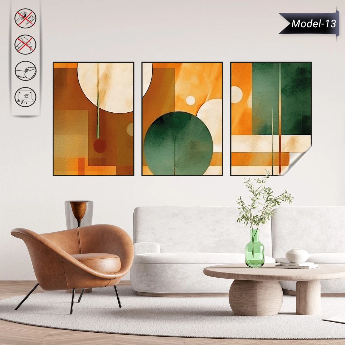 Statik Tutunma Özellikli Tablo - Poster Modern (Model- 13)