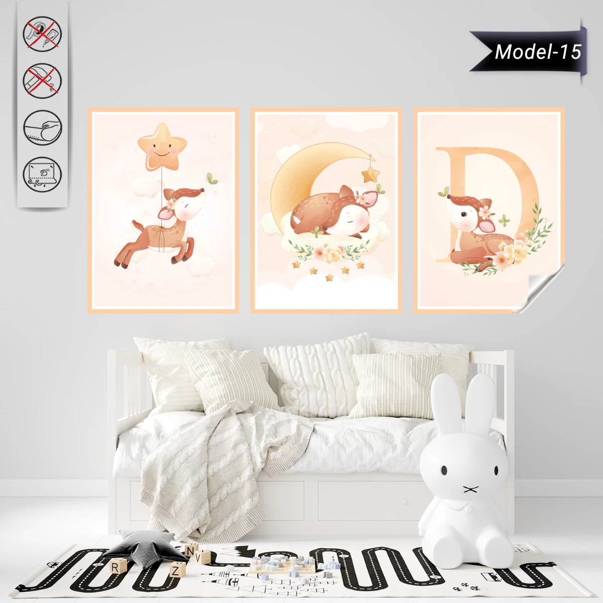 Statik Tutunma Özellikli Tablo - Poster Çocuk Odası (Model-15)