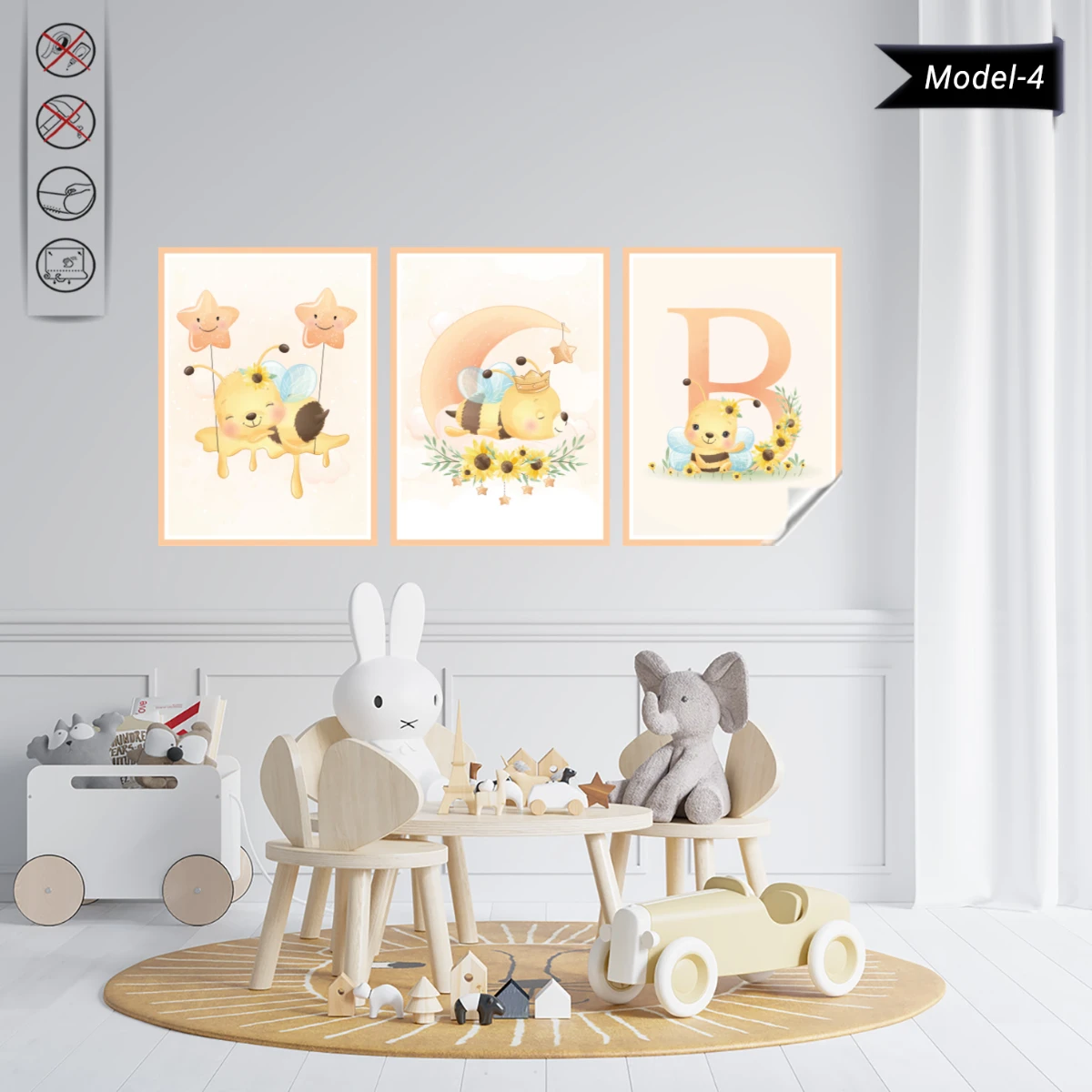 Statik Tutunma Özellikli Tablo - Poster Çocuk Odası (Model-4)