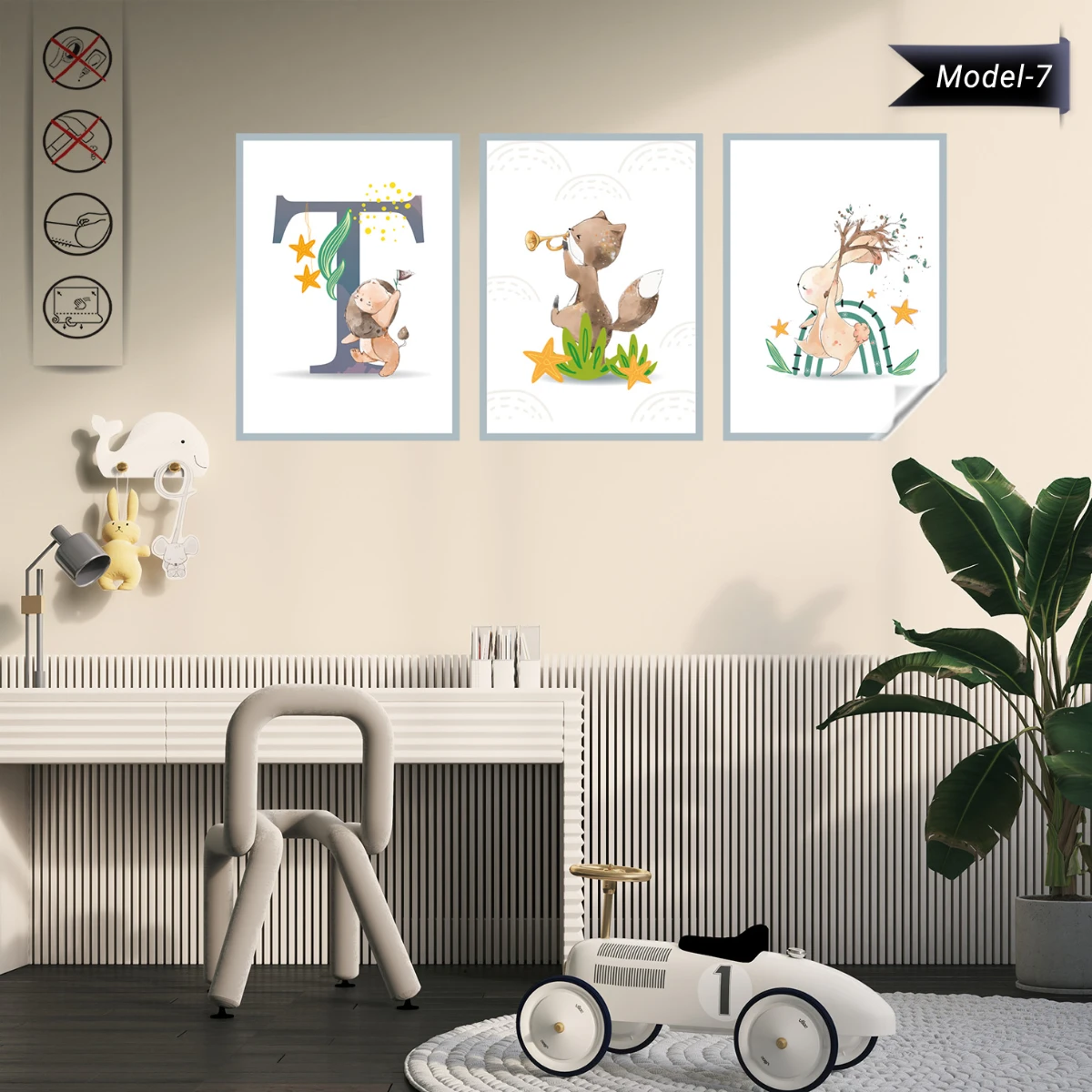 Statik Tutunma Özellikli Tablo - Poster Çocuk Odası (Model-7)