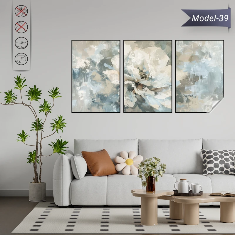 Statik Tutunma Özellikli Tablo - Poster Çiçek (Model- 39)