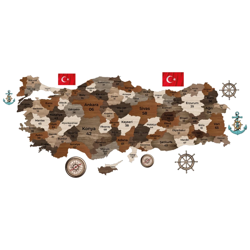 Ev Dekorasyon Türkiye Haritası Puzzle Sticker (Model-45)