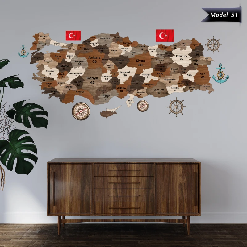 Ev Dekorasyon Türkiye Haritası Sticker (Model-51)