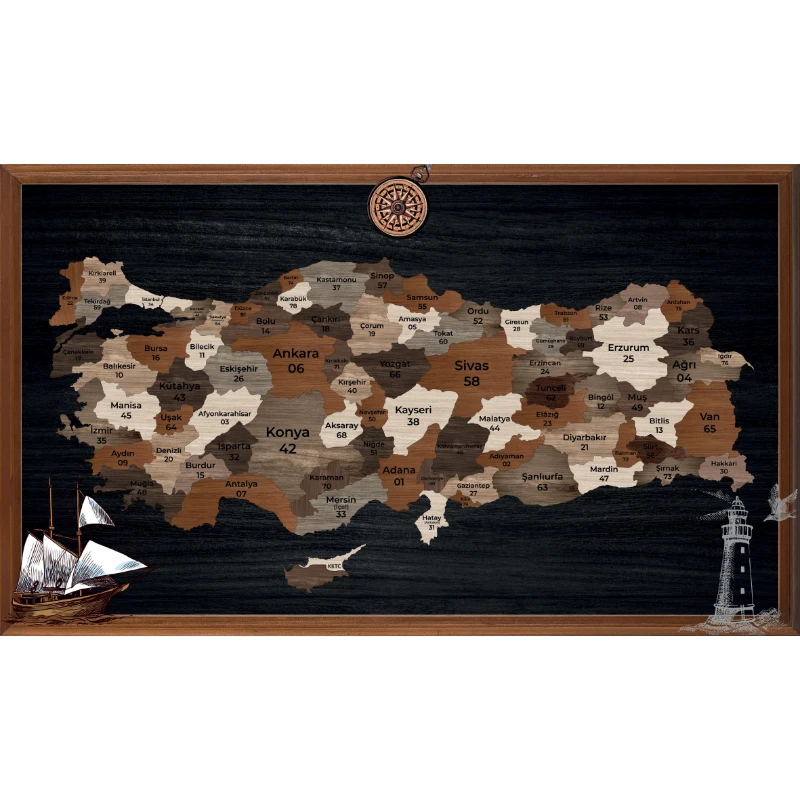 Ahşap Görünümlü Türkiye Harita