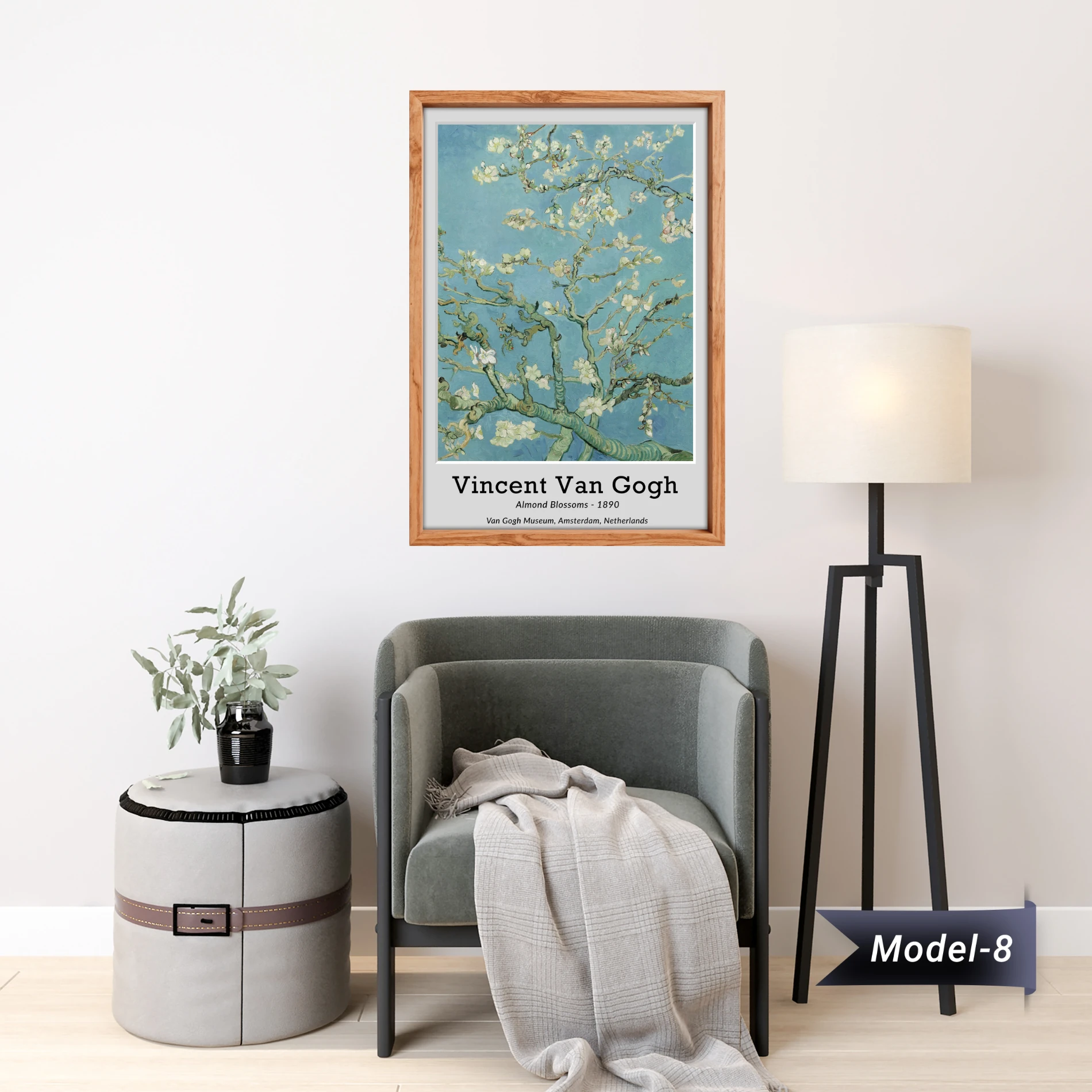  Çiçek Açan Badem Ağacı Tablo - Poster Dünyaca Ünlü ( Model-8)
