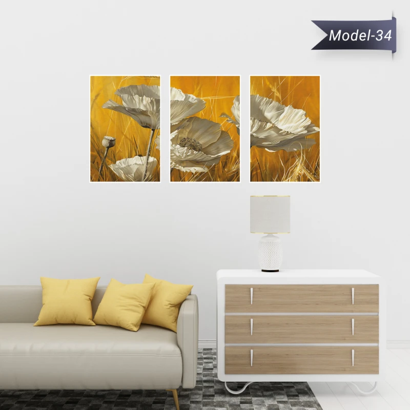 Statik Tutunma Özellikli Tablo - Poster Çiçek (Model- 34)