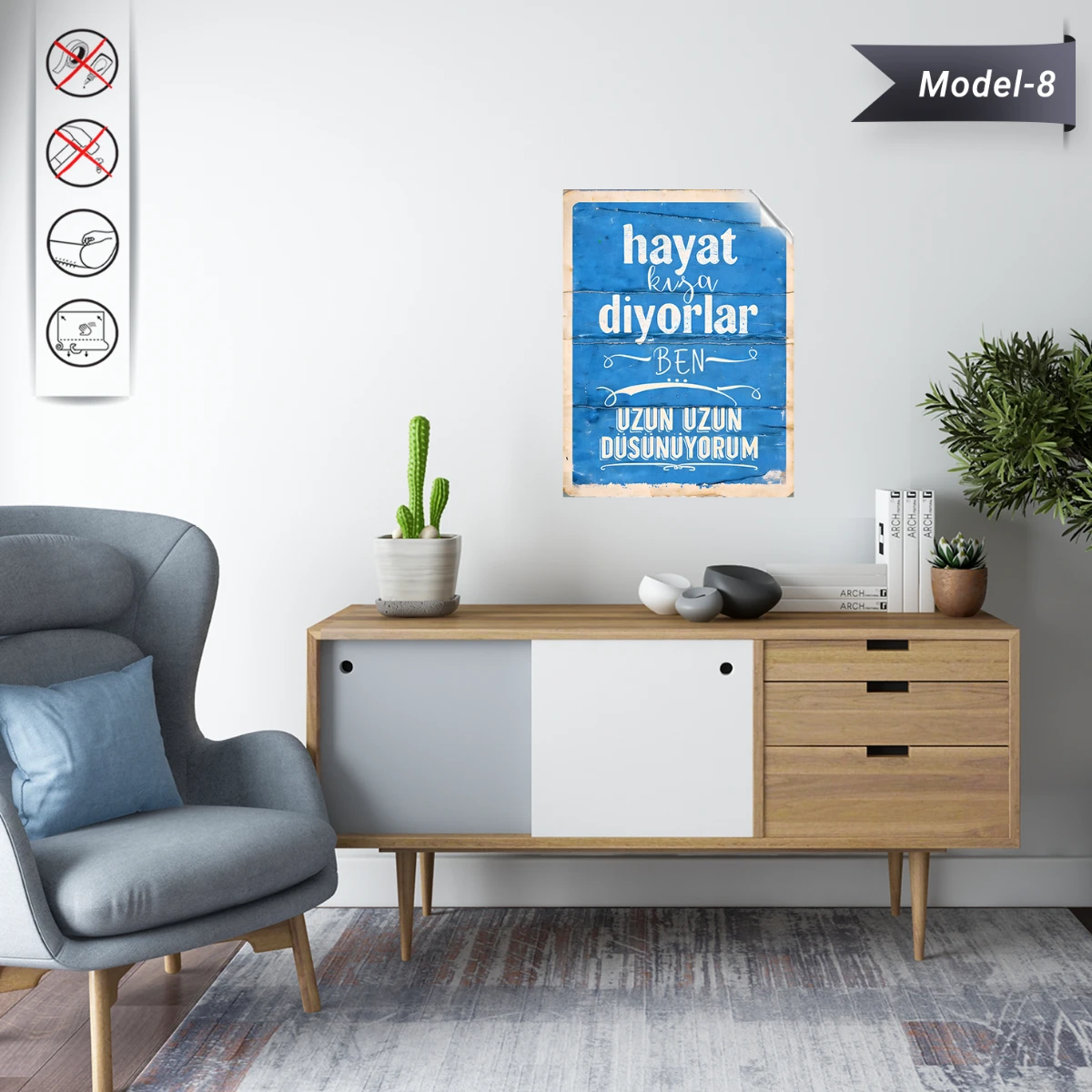 Statik Tutunma Özellikli Tablo - Poster Mizah (Model -8)