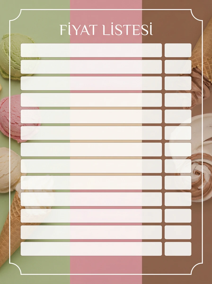 Yapışkanlı Dondurmacı Fiyat Listesi  (Model- 14) 