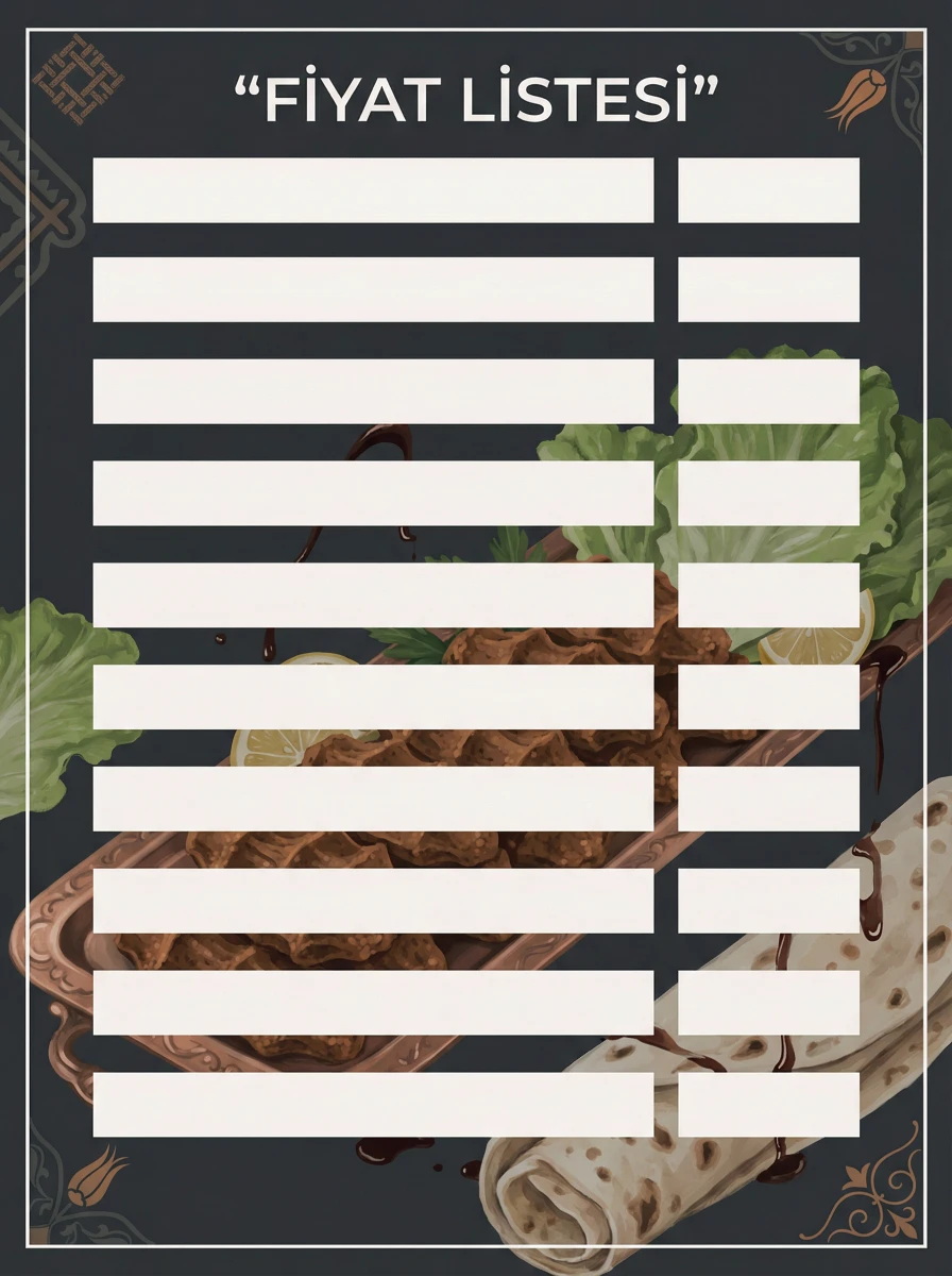 Yapışkanlı Çiğköfteci Fiyat Listesi  (Model- 13) 