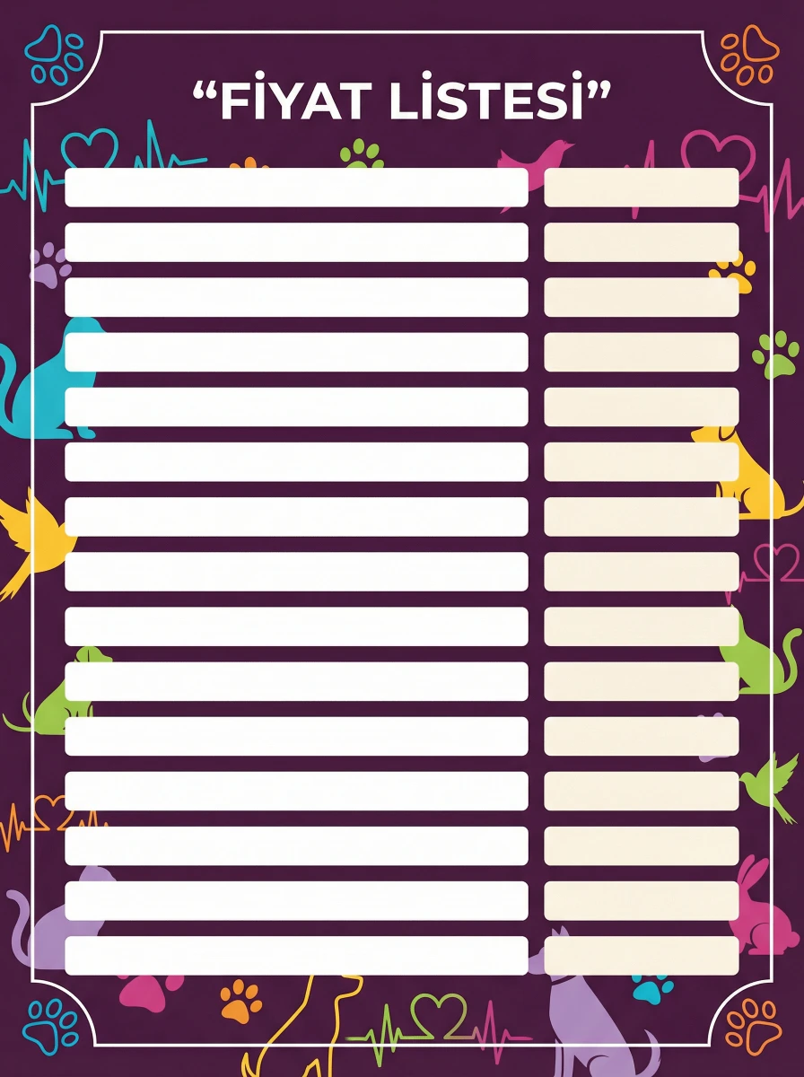 Yapışkanlı Veteriner Fiyat Listesi  (Model- 17) 