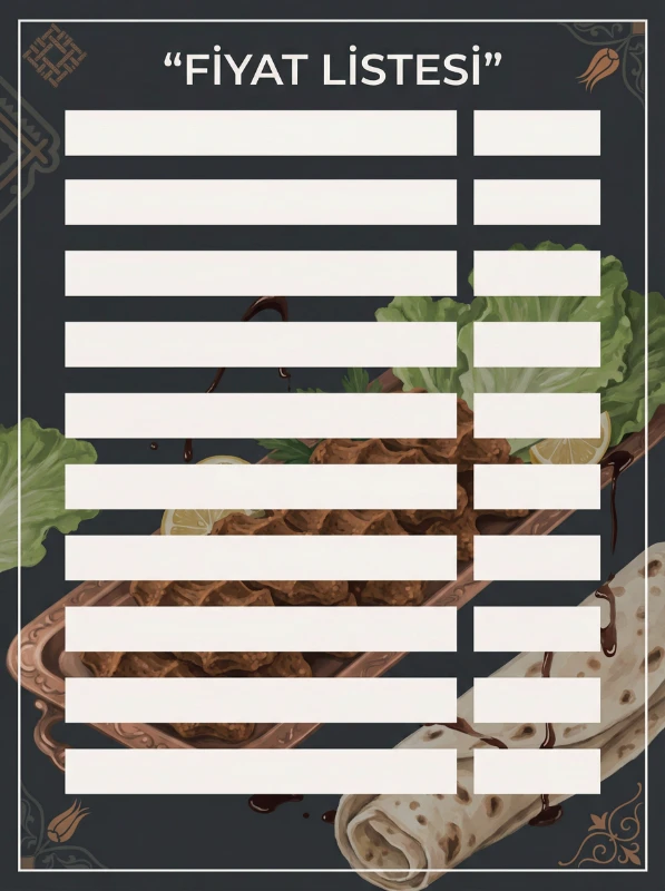 Yapışkanlı Çiğköfteci Fiyat Listesi  (Model- 13)