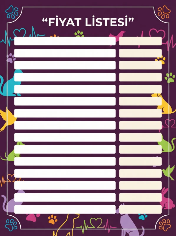 Yapışkanlı Veteriner Fiyat Listesi  (Model- 17)