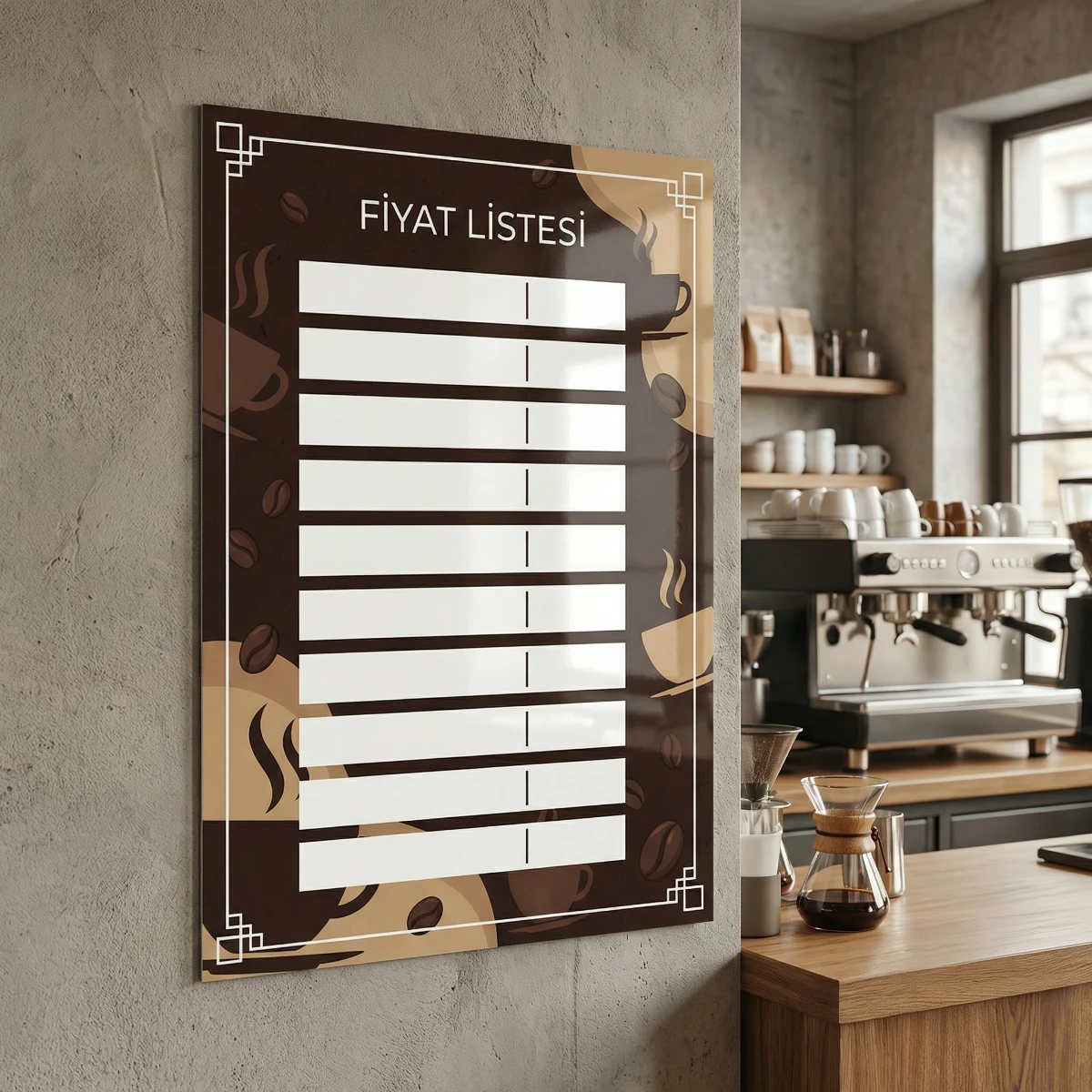 Yapışkanlı Cafe Fiyat Listesi  (Model- 23)