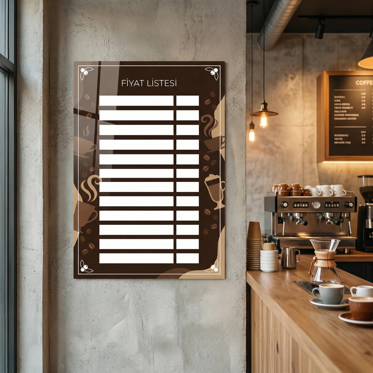 Yapışkanlı Cafe Fiyat Listesi  (Model- 24)