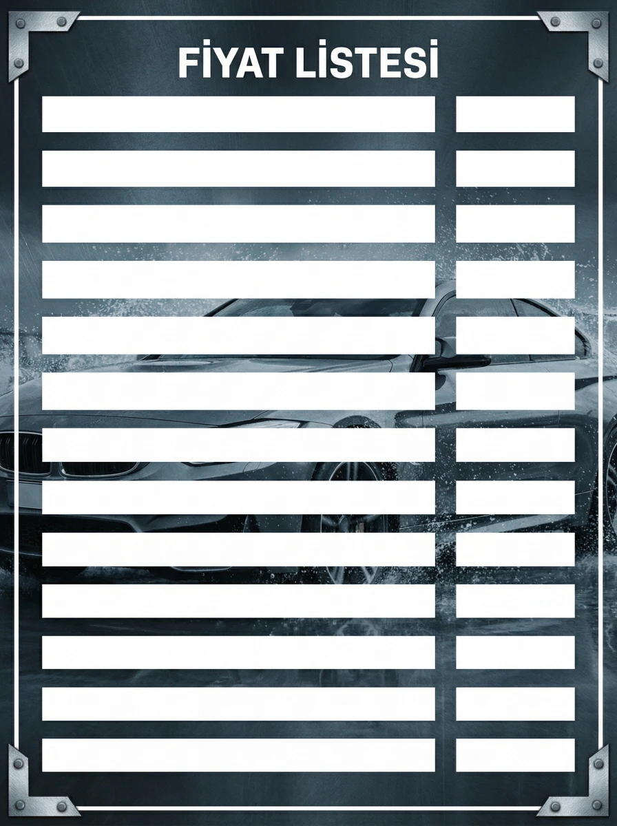 Yapışkanlı Oto Yıkama Fiyat Listesi  (Model- 21) 