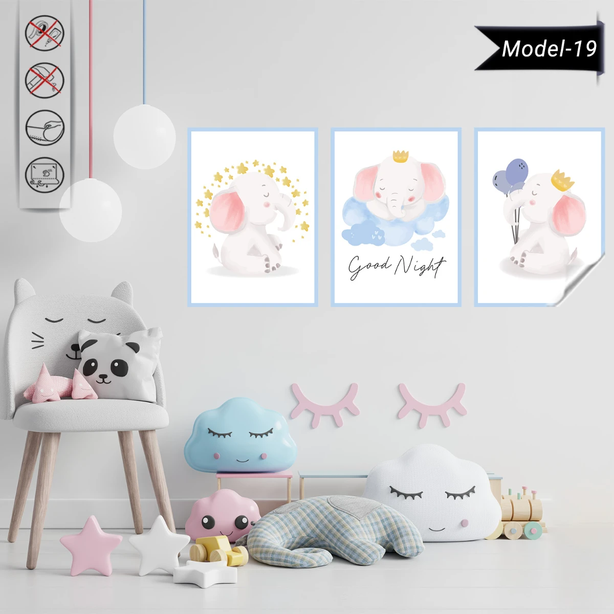 Statik Tutunma Özellikli Tablo - Poster Çocuk Odası (Model-19)